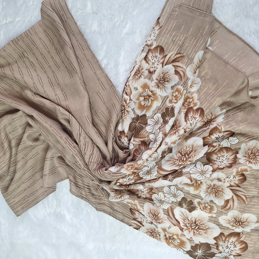 Brown Floral Print Viscose Scarf