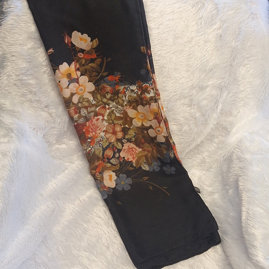 Black Small Floral Print Viscose Stole