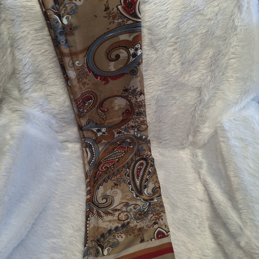 Brown Paisley and Floral Print Viscose Stole