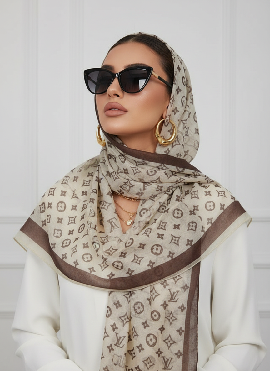 Café Belle Printed Silk Scarf