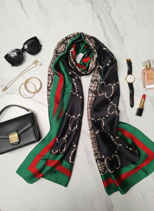 Noir Regal Printed Silk Scarf