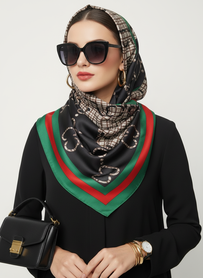 Noir Regal Printed Silk Scarf