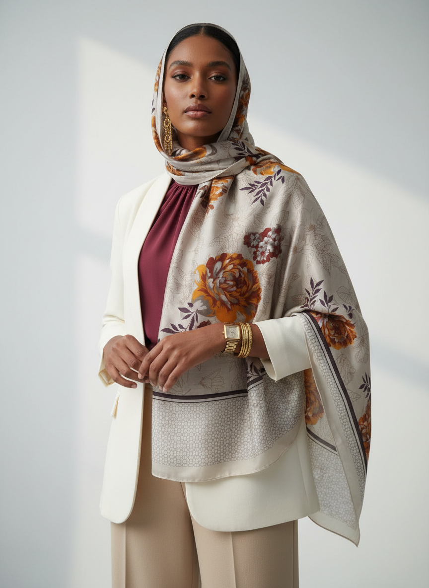 Vintage Garden — Silk Feel Satin Scarf