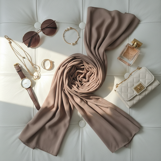 Mushroom Taupe — Malaysian Georgette Scarf