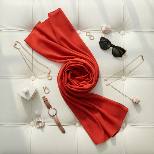 Burnt Terracotta — Malaysian Georgette Scarf