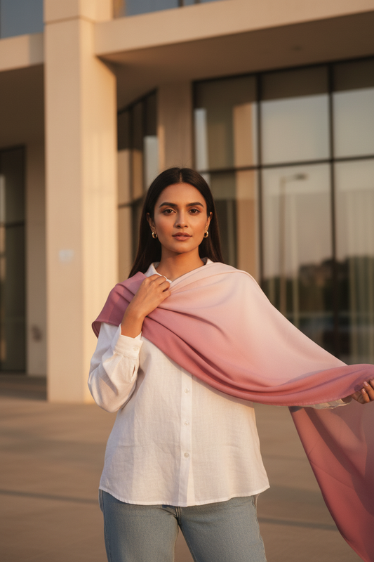 Mauve Horizon — HIBA Ombre Georgette Scarf