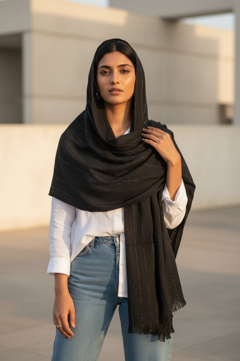 Starry Noir — Cotton Scarf – Zairah Studio