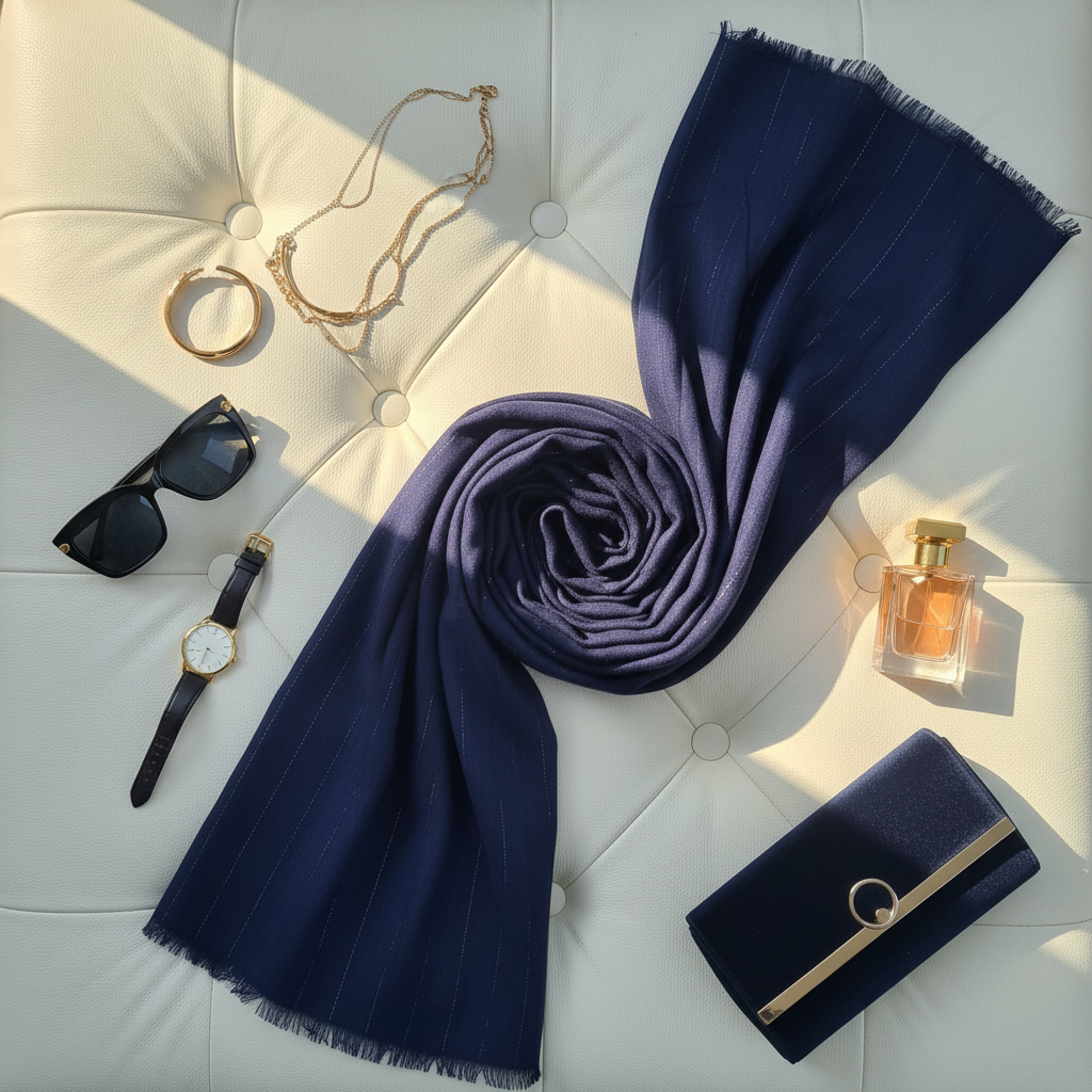 Midnight Sapphire — Cotton Scarf