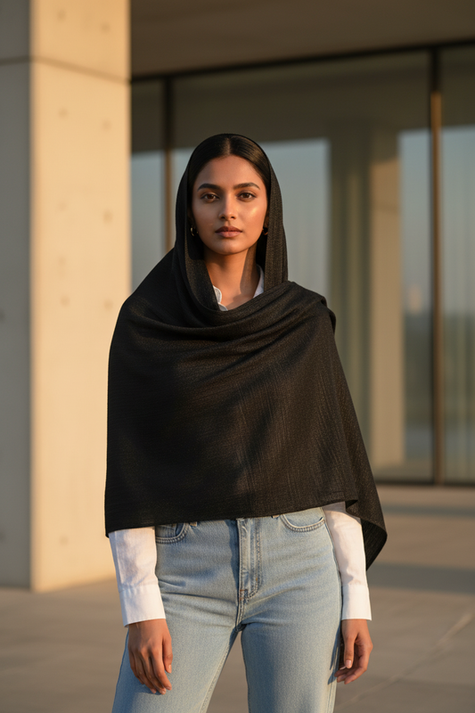 Noir Whisper — Chiffon Scarf