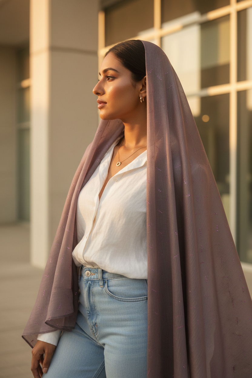 Lilac Shimmer — Chiffon Scarf