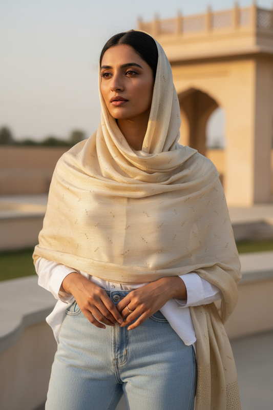 Champagne Shimmer — Chiffon Scarf