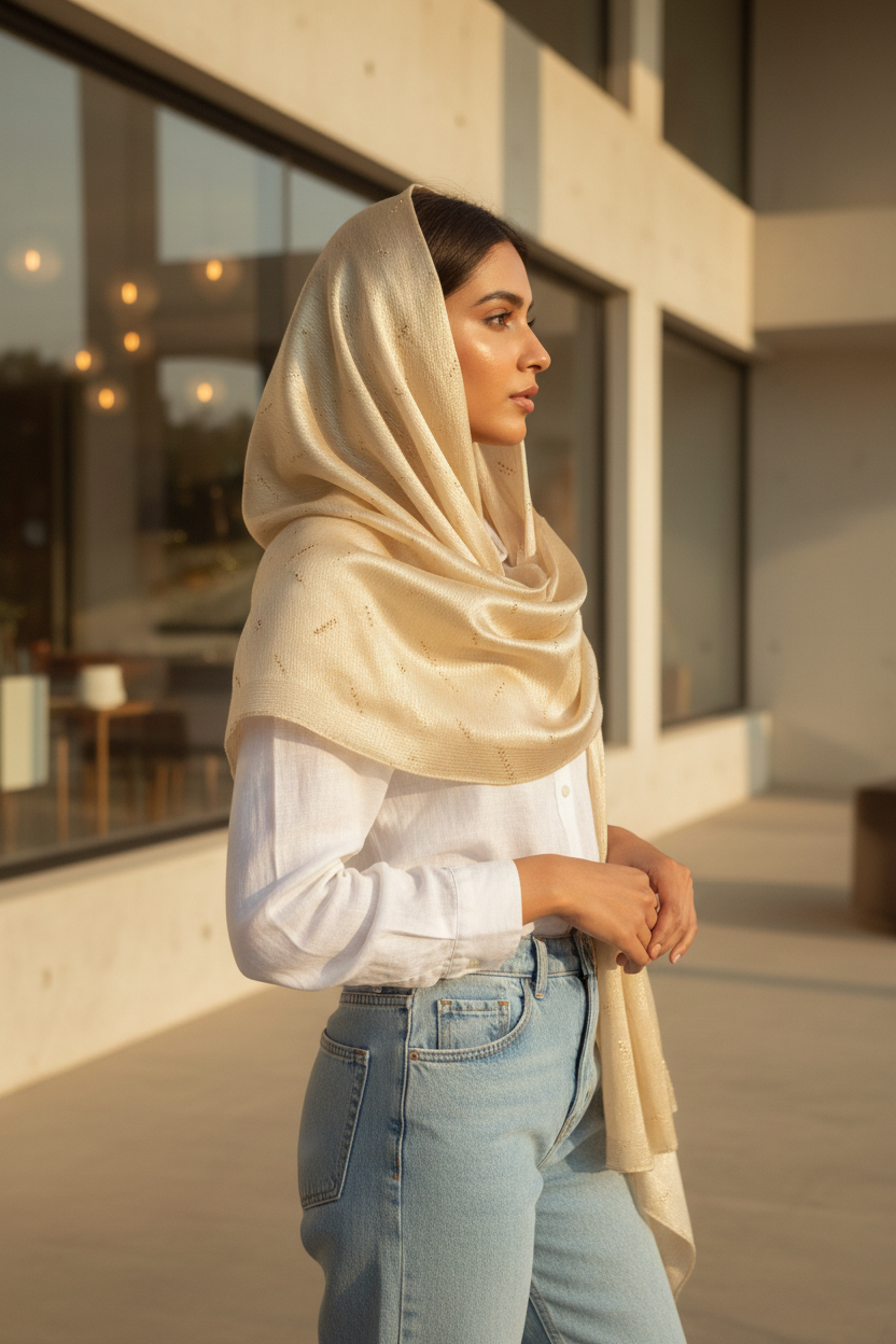 Champagne Shimmer — Chiffon Scarf