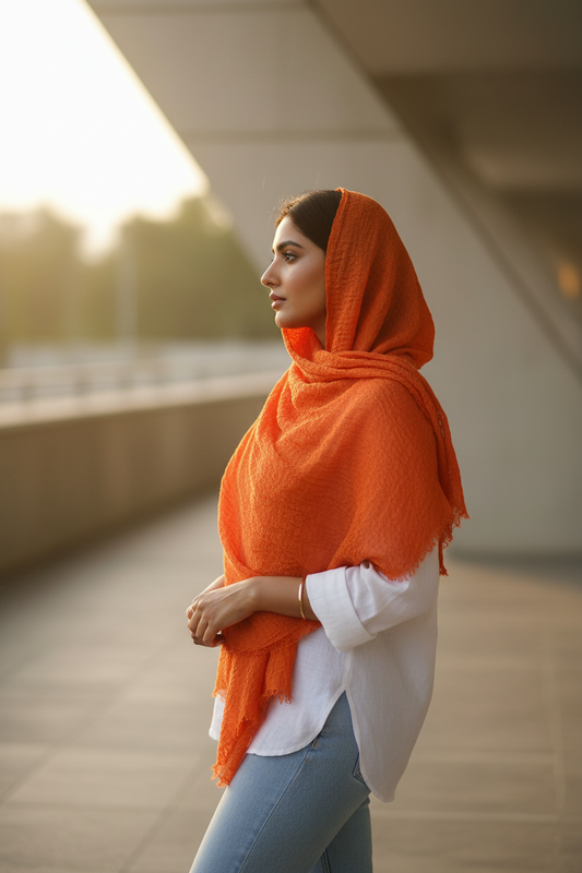 Cinnamon Dusk — Crinkled Cotton Scarf