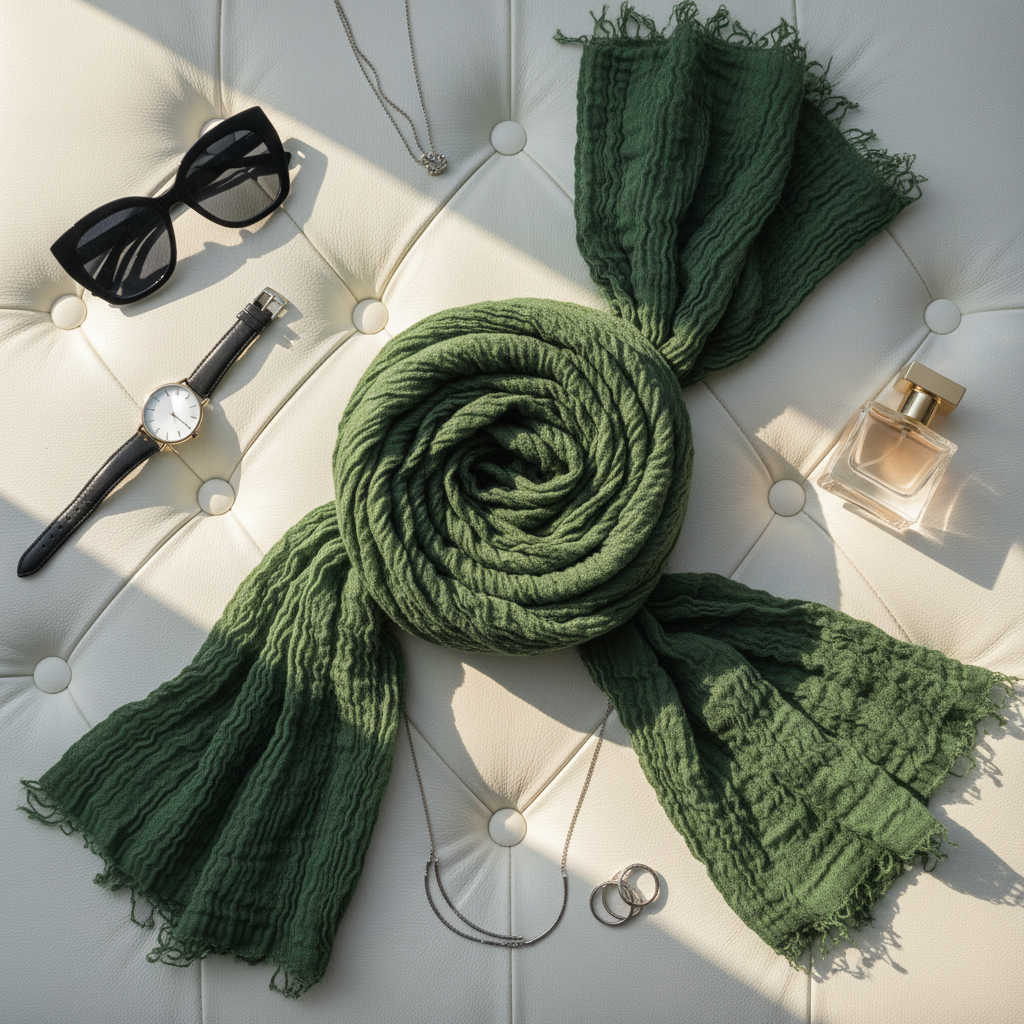 Forest Muse — Crinkled Cotton Scarf