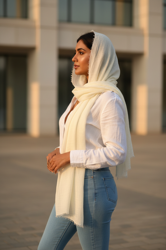 Cloud Cream — Crinkled Cotton Scarf
