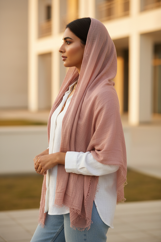 Dusty Rose — Crinkled Cotton Scarf