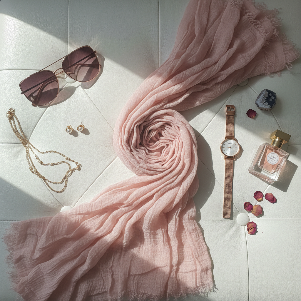 Petal Dust — Crinkled Cotton Scarf