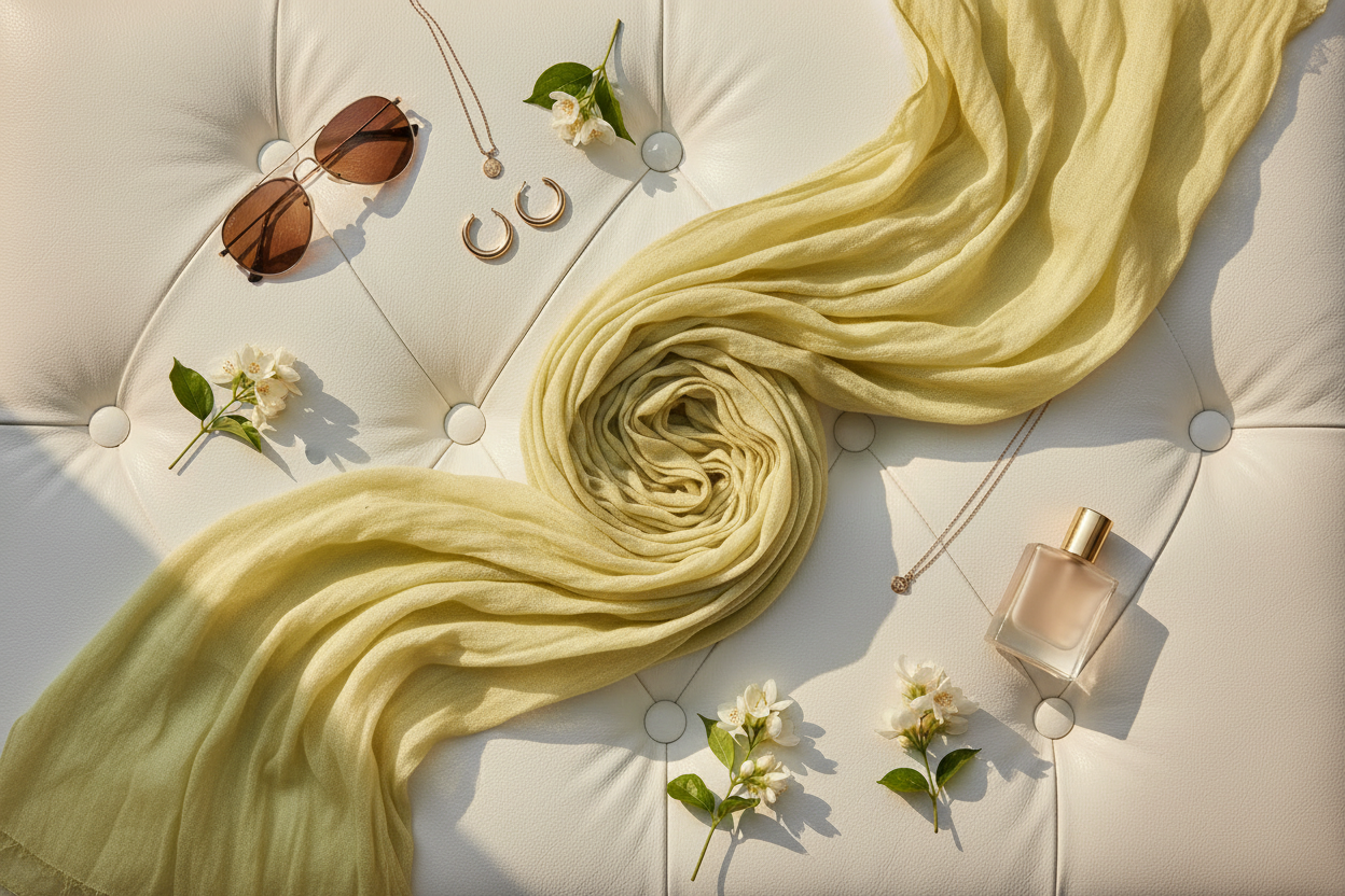 Lemon Whisper — Crinkled Cotton Scarf