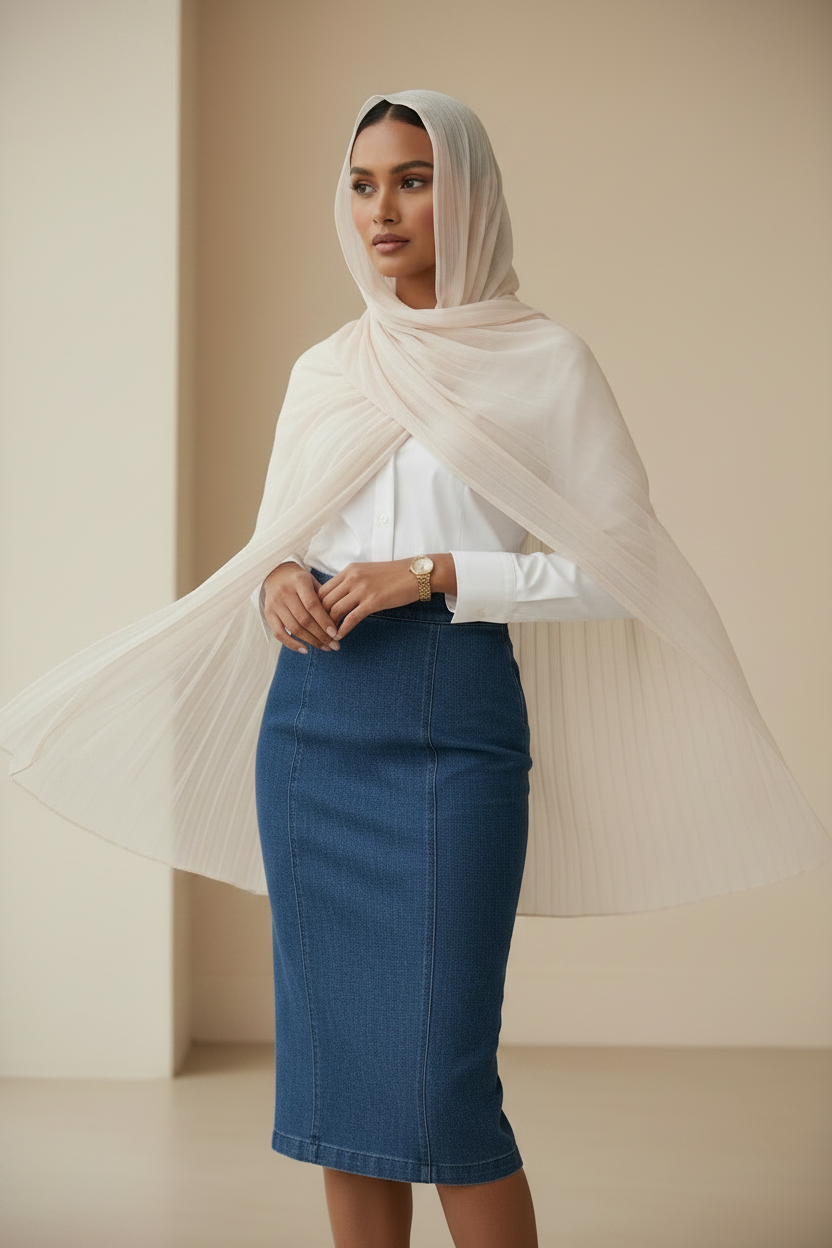 Blush Pearl — Zera Organza Scarf