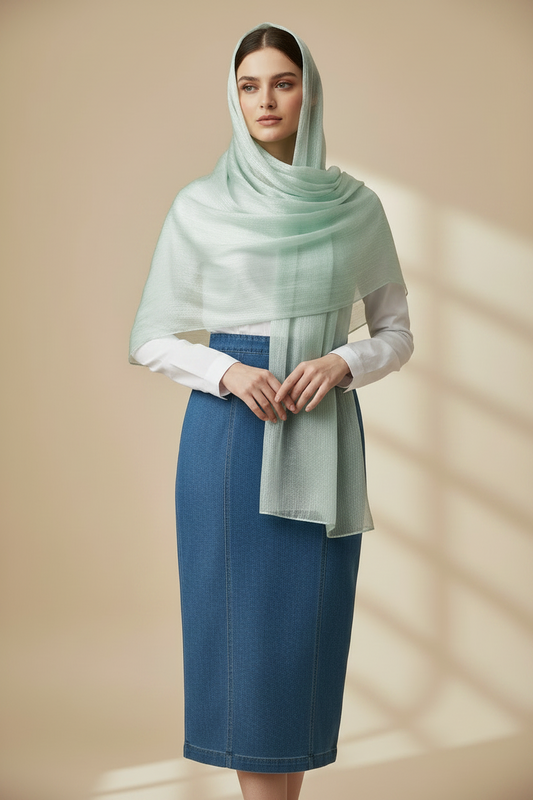 Matcha Pearl — Zera Organza Scarf