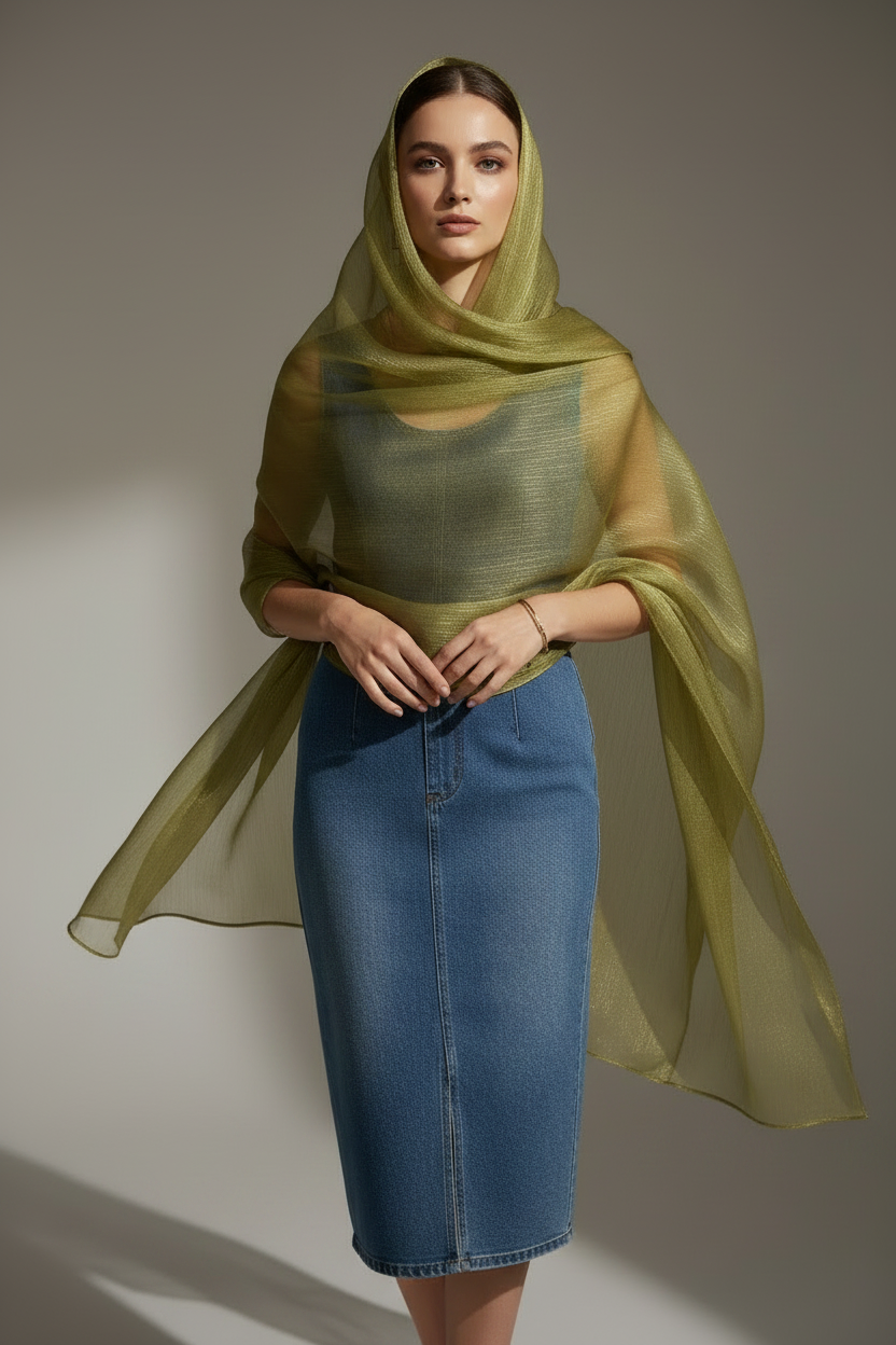 Olive Smoke — Zera Organza Scarf