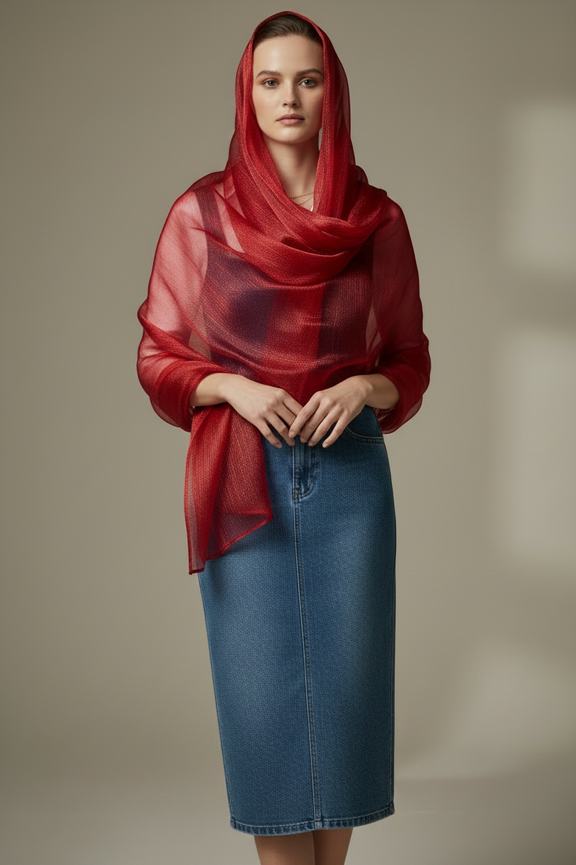 Scarlet Glow — Zera Organza Scarf