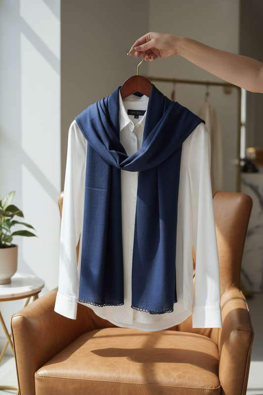 Deep Sapphire — Zera Crochet Cotton Scarf