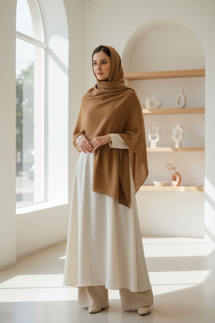 Almond Latte — Zera Crochet Cotton Scarf