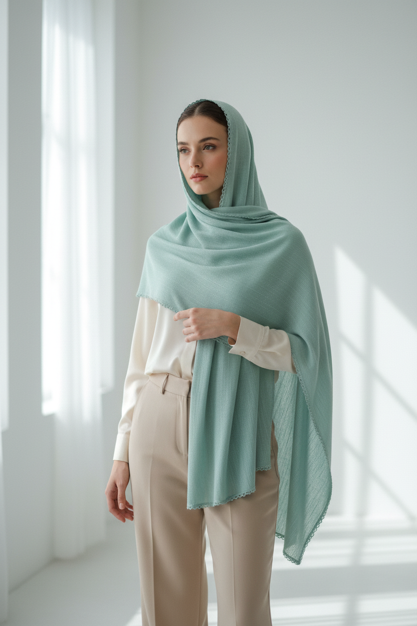 Mint Meadow — Zera Crochet Cotton Scarf
