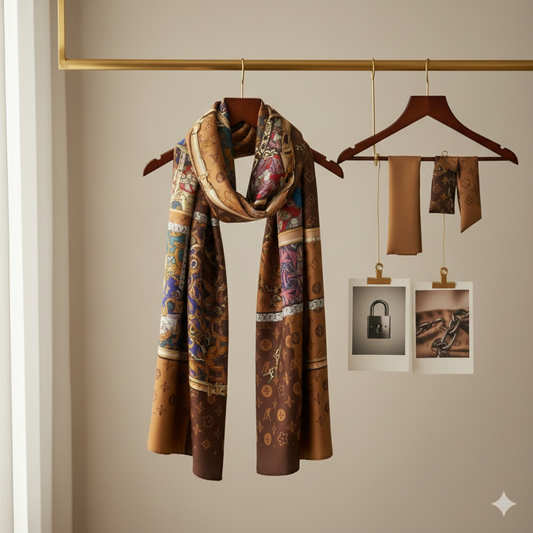 Luxe Heritage Mosaic — Silk Feel Satin Scarf