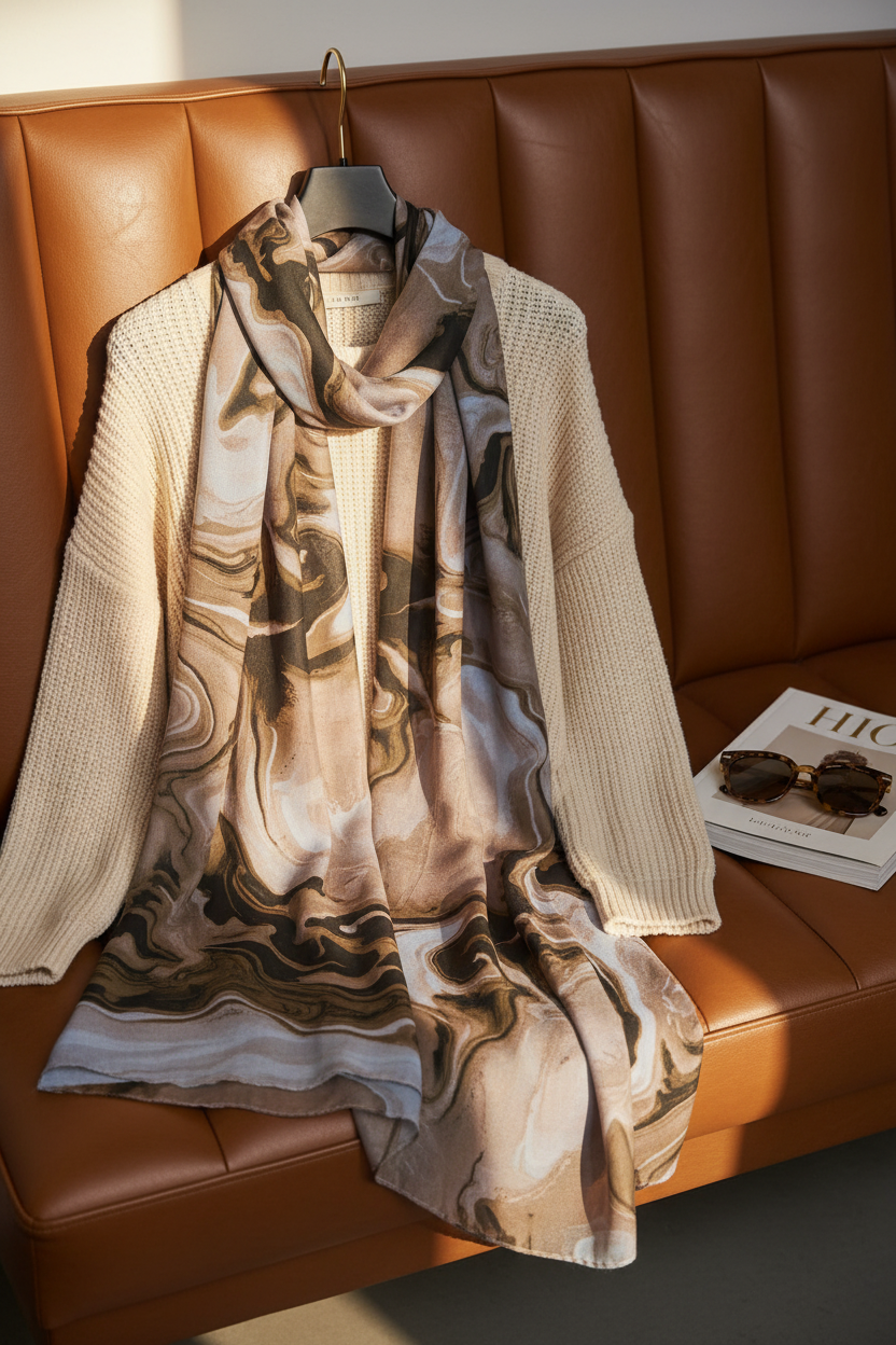 Mocha Marble Modal Cotton Scarf