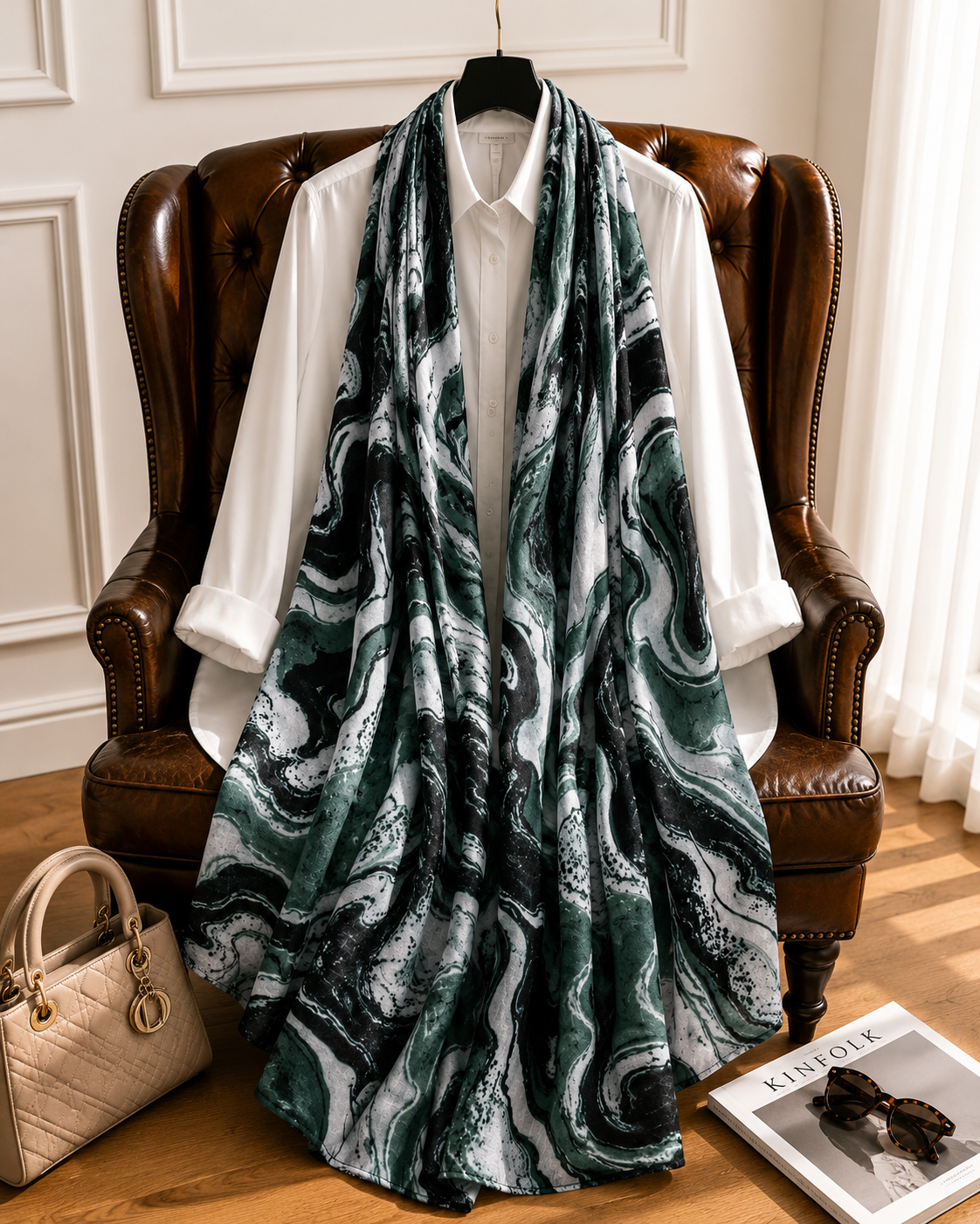 Jade Marble - Modal Cotton Scarf