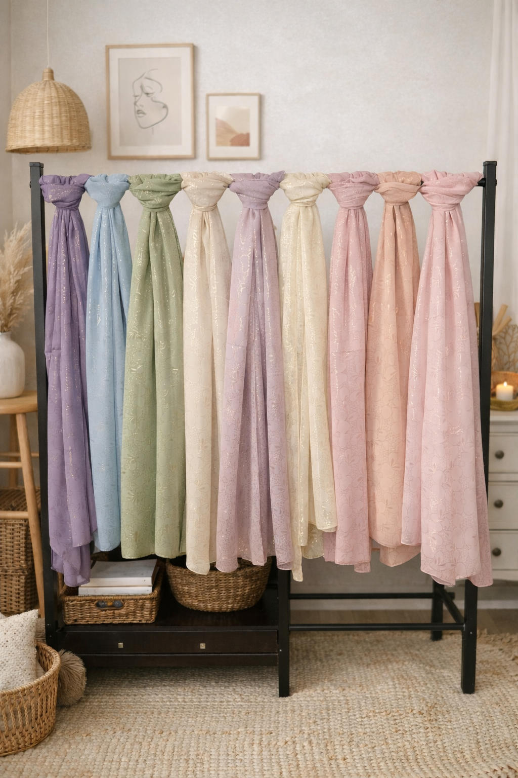 Chiffon Glam Shimmer Self Print