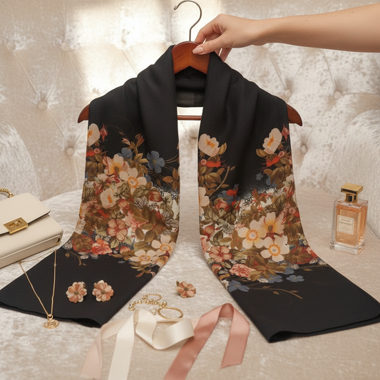 Blossom Noir Designer Viscose Stole