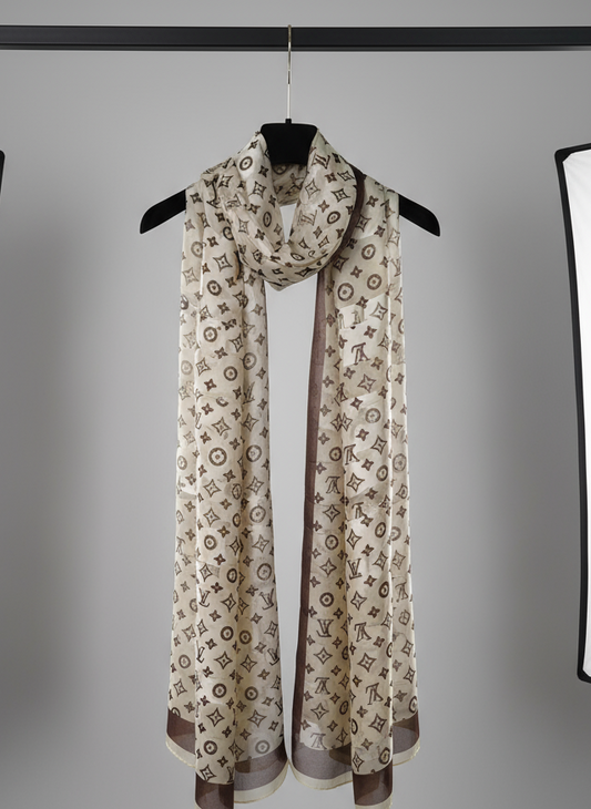 Café Belle Printed Silk Scarf