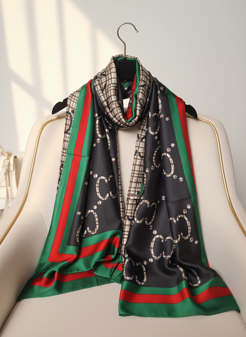 Noir Regal Printed Silk Scarf