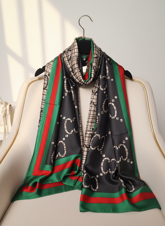 Noir Regal Printed Silk Scarf