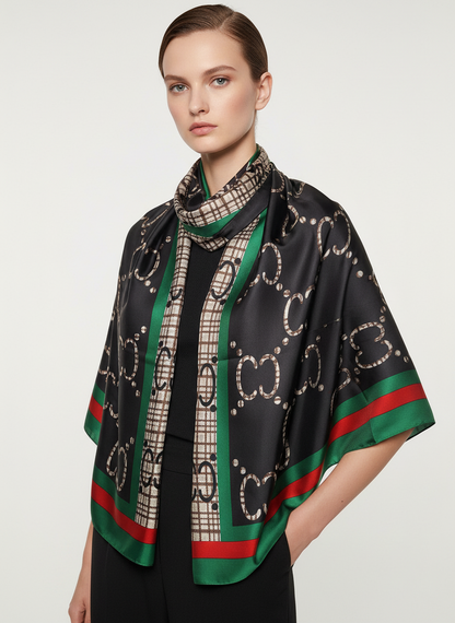 Noir Regal Printed Silk Scarf
