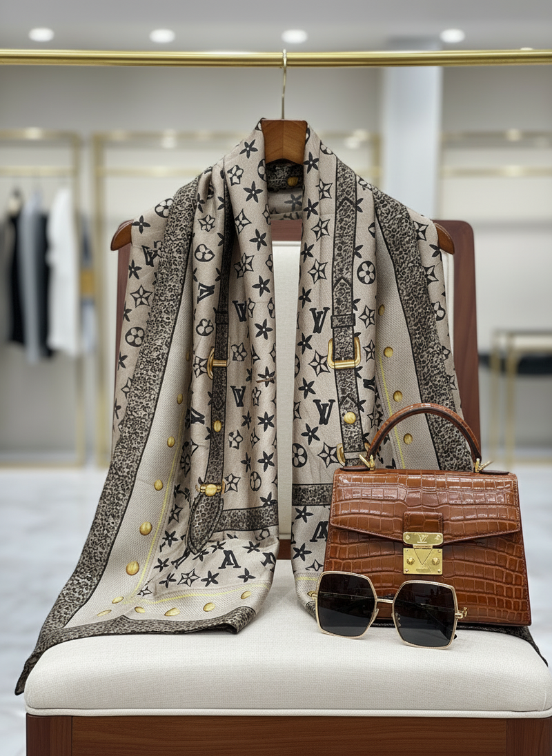 Elite Monogram - Silk Feel Satin Scarf