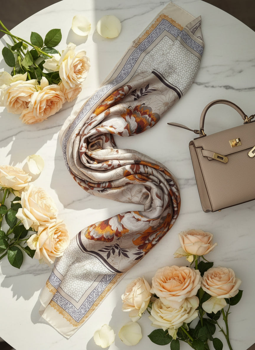 Vintage Garden — Silk Feel Satin Scarf