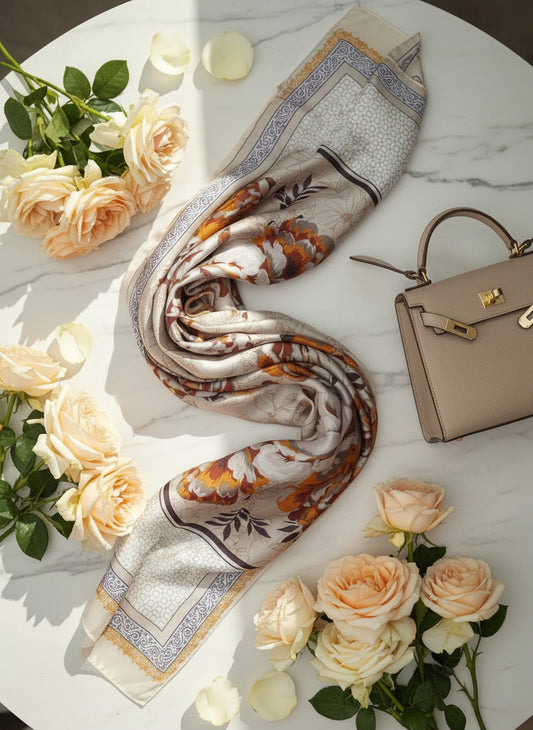 Vintage Garden — Silk Feel Satin Scarf