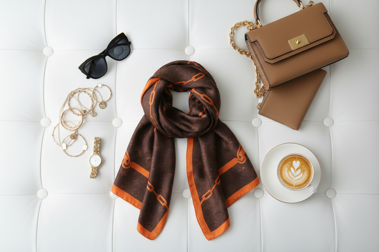 Sienna Chain — Silk Feel Satin Scarf
