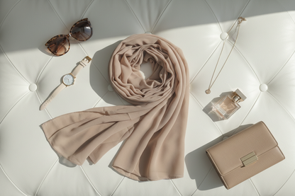 Latte Veil — Georgette Soft Drape Stole