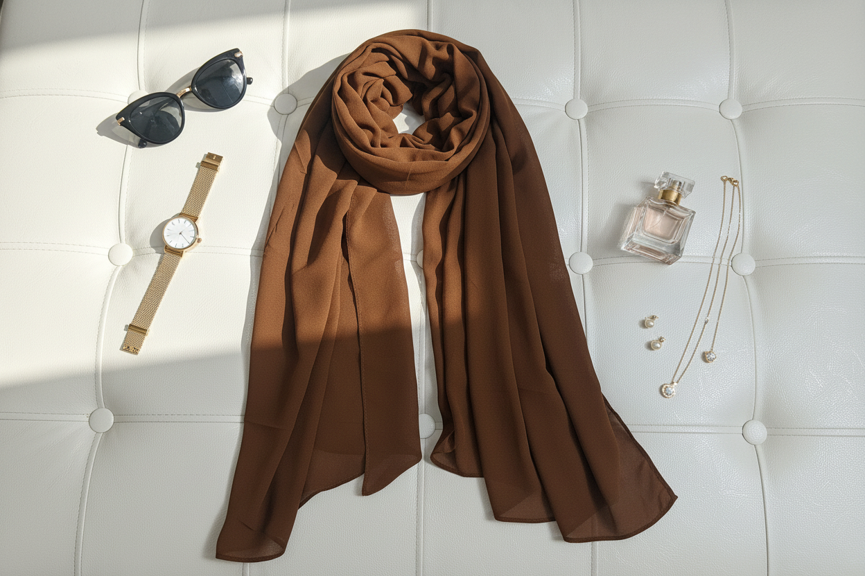 Cocoa Veil — Georgette Soft Drape Stole