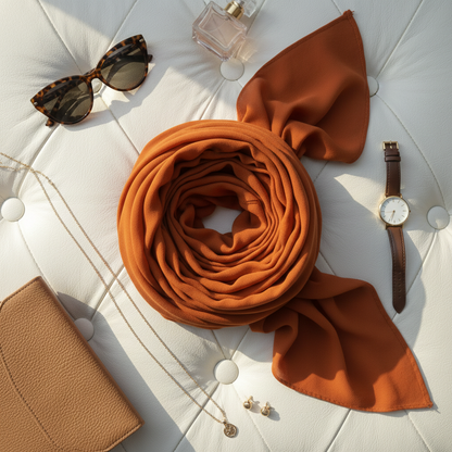 Burnt Clay — Malaysian Georgette Scarf