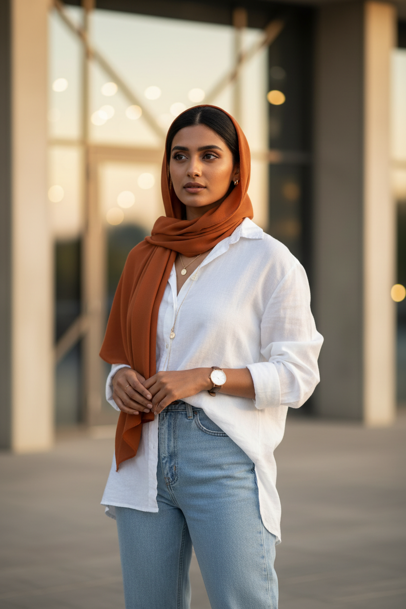 Burnt Clay — Malaysian Georgette Scarf