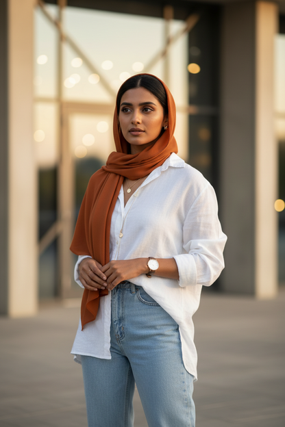 Burnt Clay — Malaysian Georgette Scarf