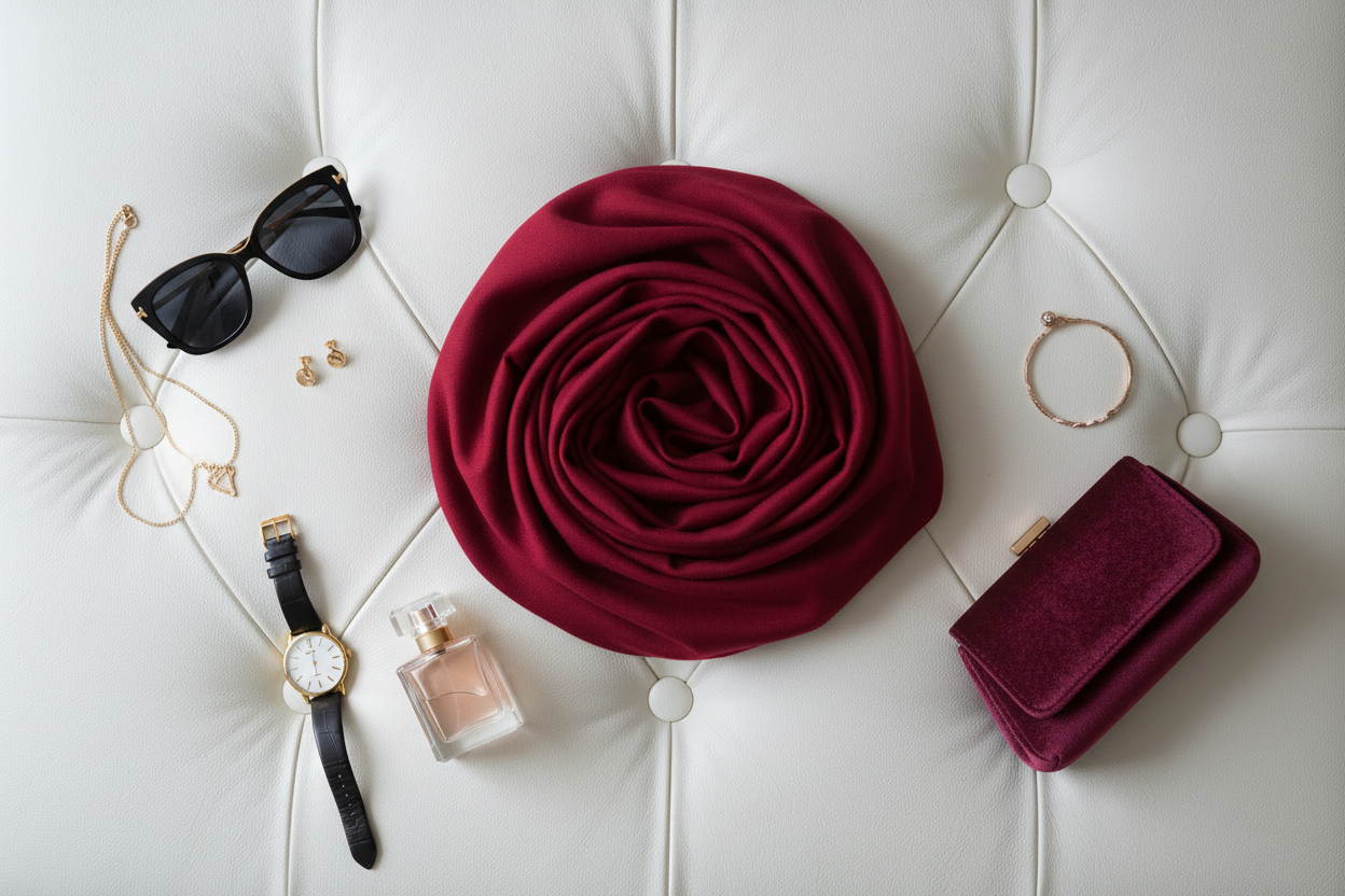 Crimson Wine — Malaysian Georgette Scarf