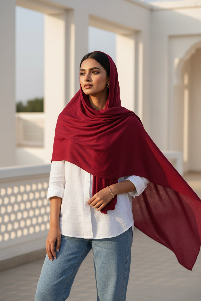Crimson Wine — Malaysian Georgette Scarf