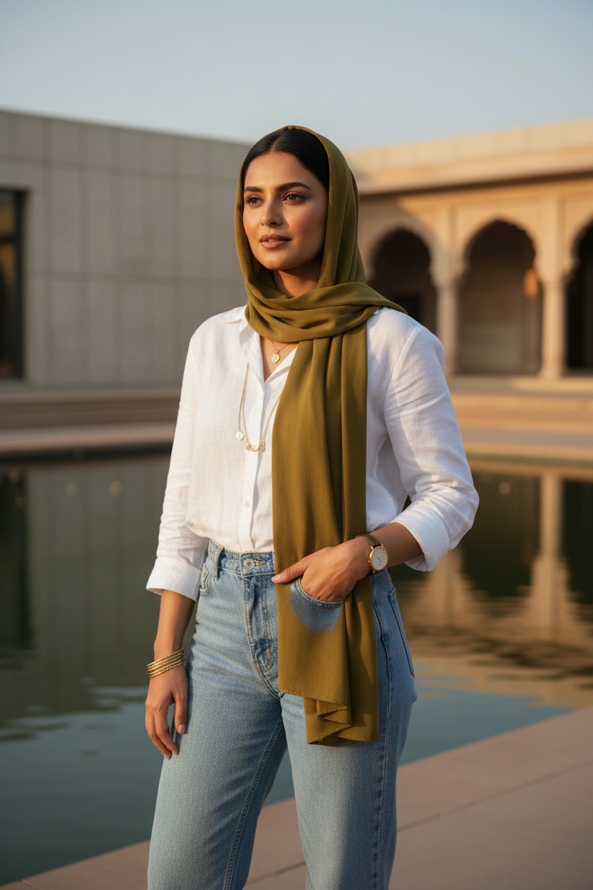 Ochre Veil — Malaysian Georgette Scarf